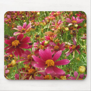 Bright Hot Pink and Yellow Daisy flowers Mouse Mat