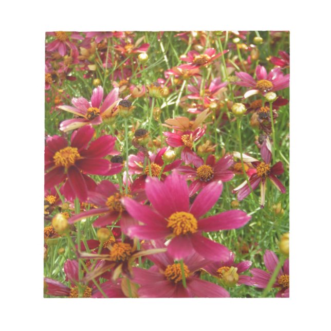 Bright Hot Pink and Yellow Daisy flowers Notepad (Front)