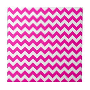 Bright Hot Pink Chevrons Tile