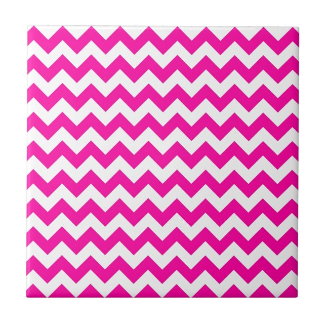 Bright Hot Pink Chevrons Tile (Front)