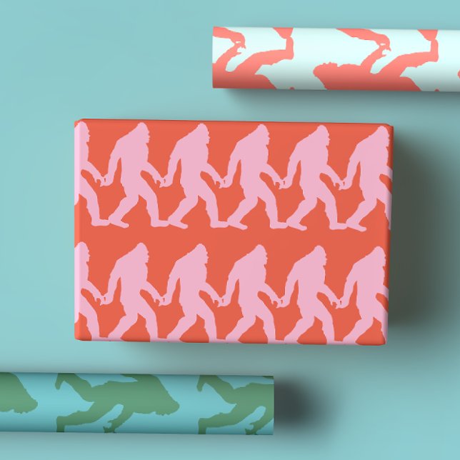 Bright Hot Pink, Coral, Turquoise Bigfoot  Wrapping Paper Sheet (Creator Uploaded)