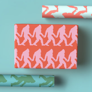 Bright Hot Pink, Coral, Turquoise Bigfoot Wrapping Paper Sheet