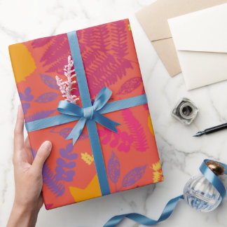 Bright, hot pink fern patter gift wrap