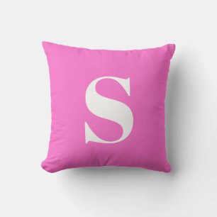 Bright Hot Pink Initial Monogrammed Outdoor Pillow