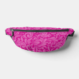 BRIGHT HOT PINK ORNATE FLOURISH PATTERNS BUM BAGS