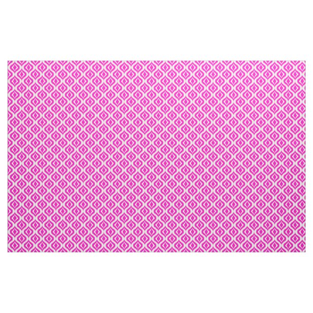 Bright Hot Pink Retro Chic Ikat Drops Pattern Fabric (Fat Quarter)