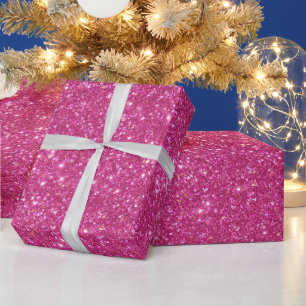 Bright Hot Pink Sparkle Pink Glitter Pattern Wrapping Paper
