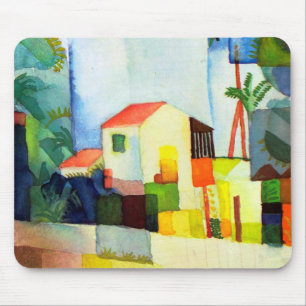 Bright house by August Macke Mouse Mat