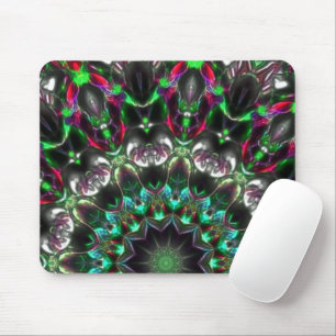 Bright hue on dark in medallion-style kaleidoscope mouse mat