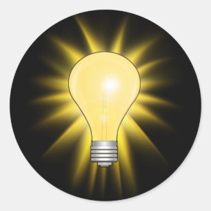 Bright Idea Light Bulb Classic Round Sticker