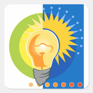 Bright Idea Light Bulb Electric Square Sticker