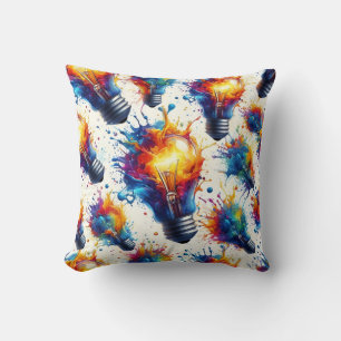Bright Ideas – Colorful Light Bulb Pattern with Ab Cushion