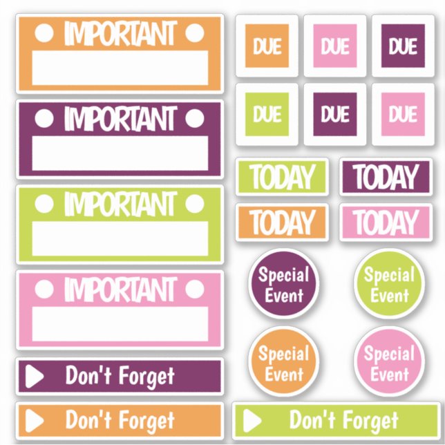 Bright Important Reminder Planner (Front)