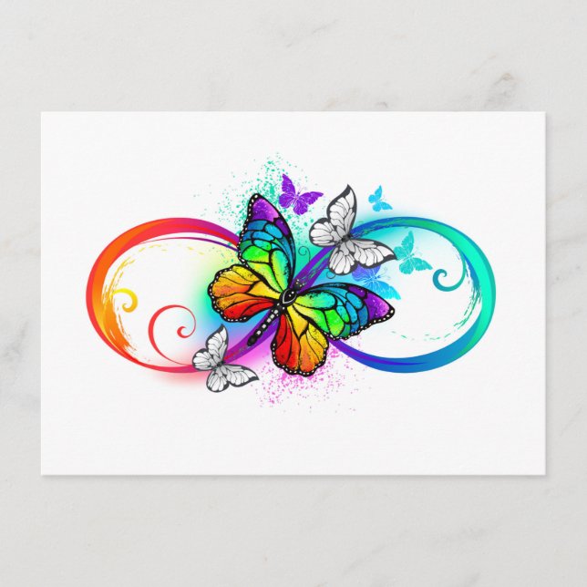Bright infinity with rainbow butterfly advice card (Front)