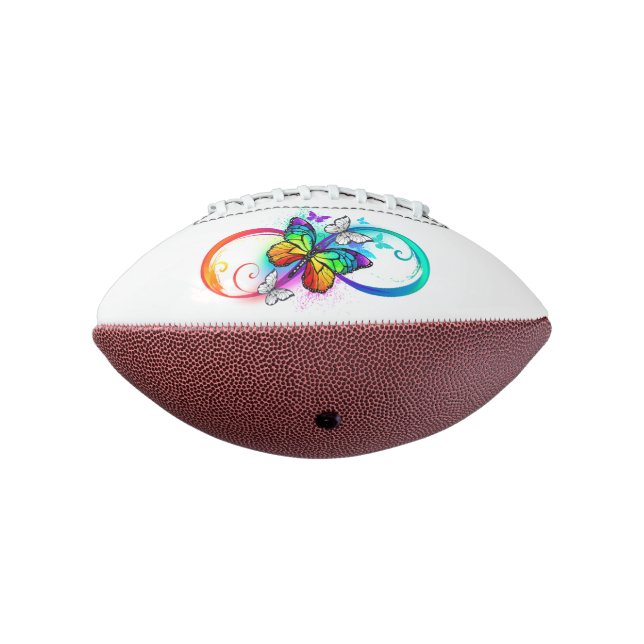 Bright infinity with rainbow butterfly american football (Rotated 270)