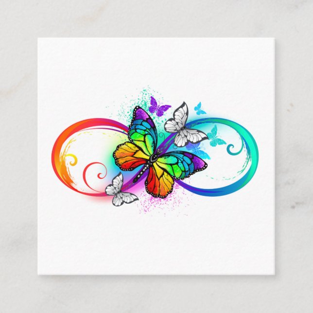 Bright infinity with rainbow butterfly appointment card (Front)