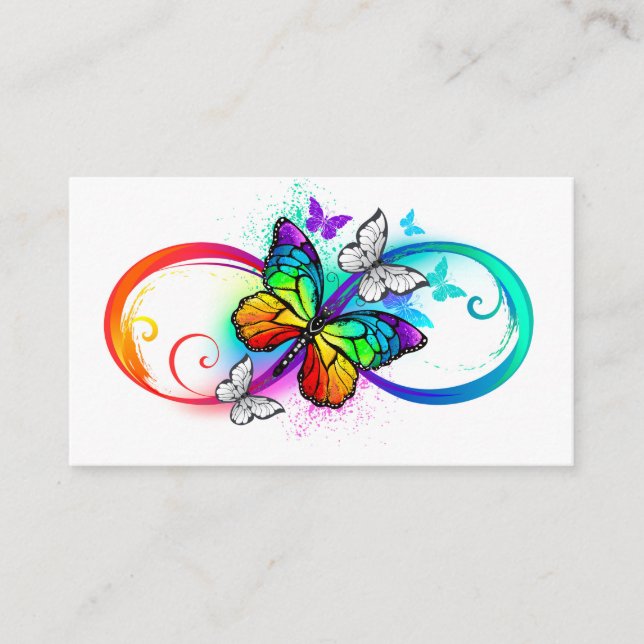 Bright infinity with rainbow butterfly appointment card (Front)