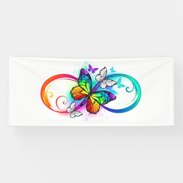 Bright infinity with rainbow butterfly banner (Horizontal)