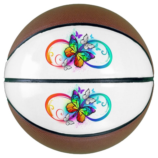 Bright infinity with rainbow butterfly basketball (Front)