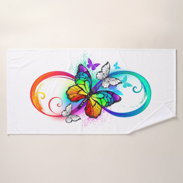 Bright infinity with rainbow butterfly bath towel (Bath Towel)