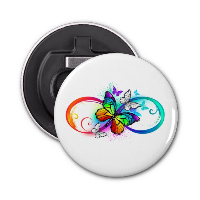 Bright infinity with rainbow butterfly bottle opener (Front)