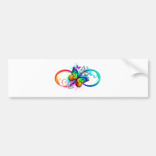 Bright infinity with rainbow butterfly bumper sticker