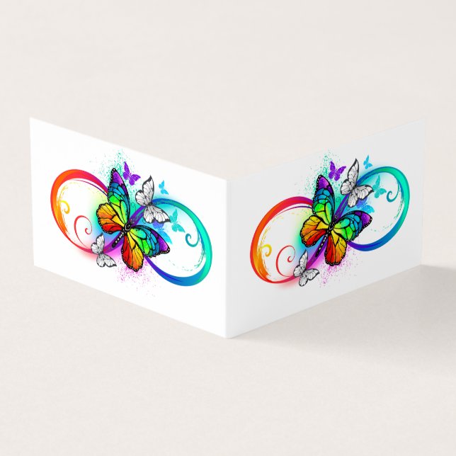 Bright infinity with rainbow butterfly business card (Outside)