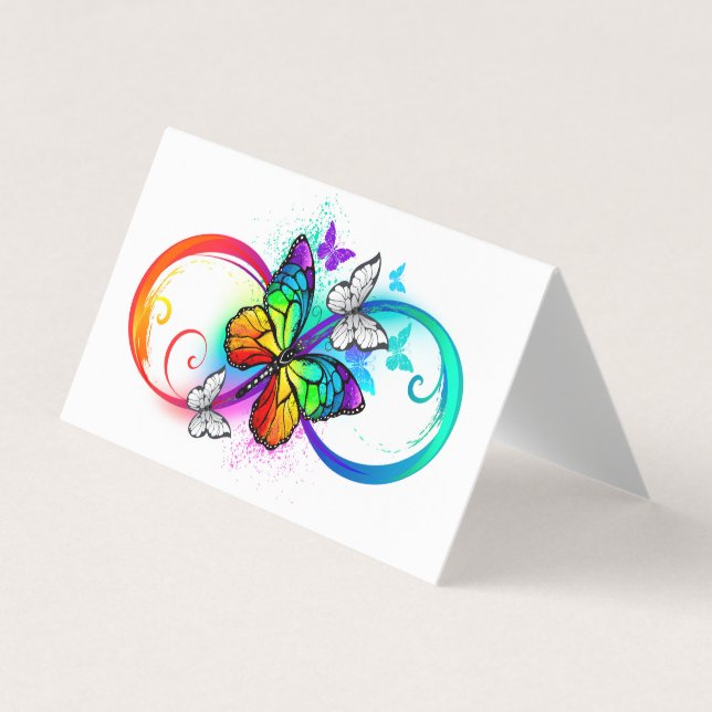 Bright infinity with rainbow butterfly business card (Front)