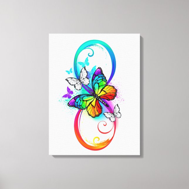 Bright infinity with rainbow butterfly  canvas print (Front)