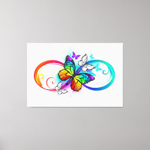 Bright infinity with rainbow butterfly canvas print