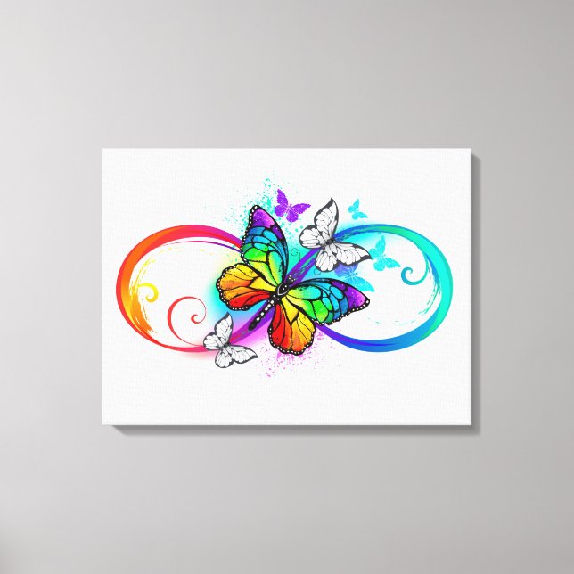 Bright infinity with rainbow butterfly  canvas print (Front)