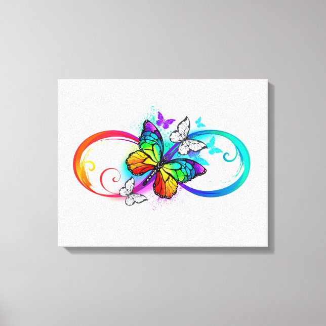 Bright infinity with rainbow butterfly canvas print (Front)