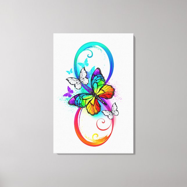 Bright infinity with rainbow butterfly canvas print (Front)