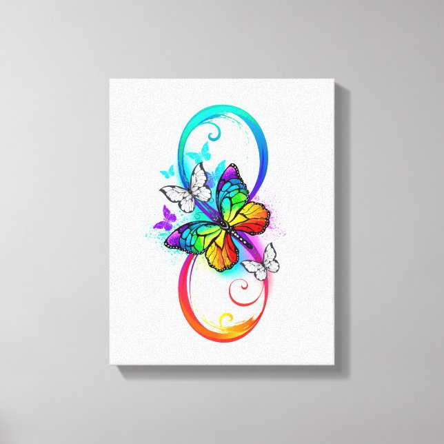 Bright infinity with rainbow butterfly canvas print (Front)