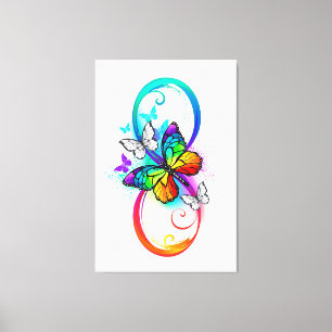 Bright infinity with rainbow butterfly canvas print