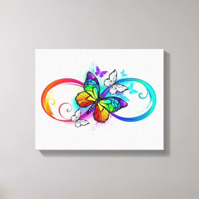 Bright infinity with rainbow butterfly canvas print (Front)