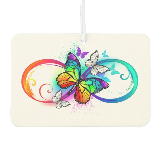 Bright infinity with rainbow butterfly car air freshener (Front)