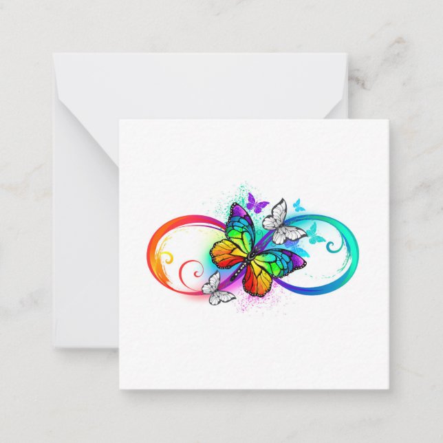 Bright infinity with rainbow butterfly card (Front)