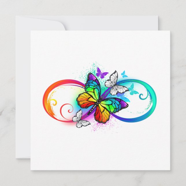 Bright infinity with rainbow butterfly  card (Front)