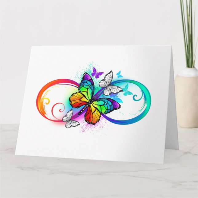 Bright infinity with rainbow butterfly card (Front)