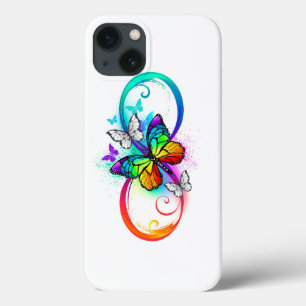 Bright infinity with rainbow butterfly iPhone 13 case