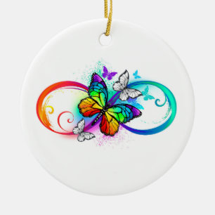 Bright infinity with rainbow butterfly ceramic tree decoration