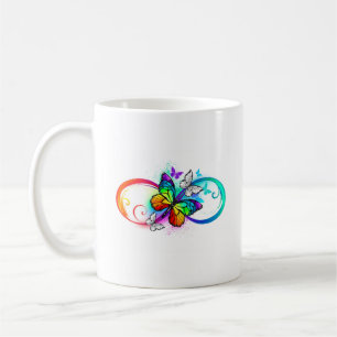 Bright infinity with rainbow butterfly coffee mug