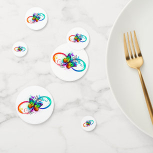 Bright infinity with rainbow butterfly confetti