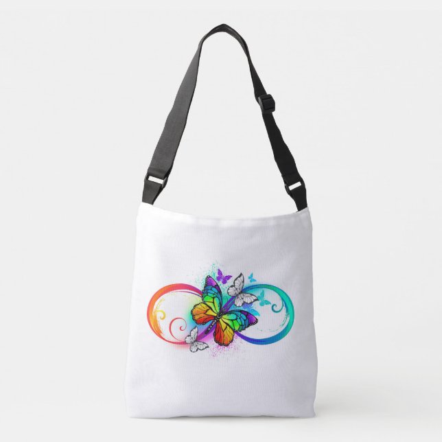 Bright infinity with rainbow butterfly crossbody bag (Front)