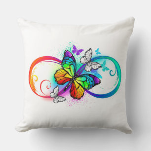 Bright infinity with rainbow butterfly cushion