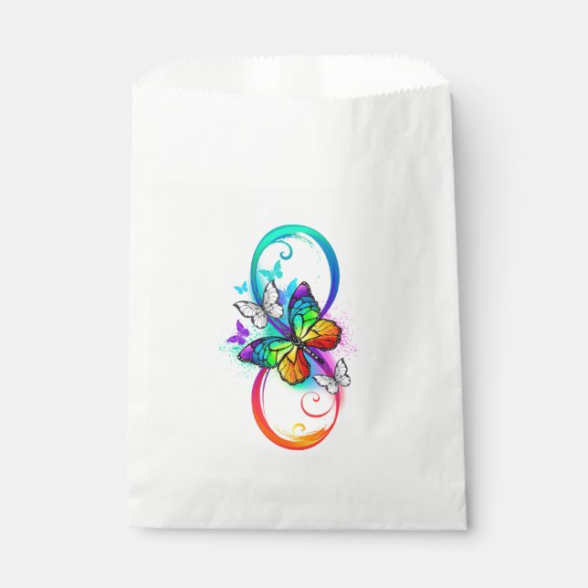 Bright infinity with rainbow butterfly favour bags (Front)