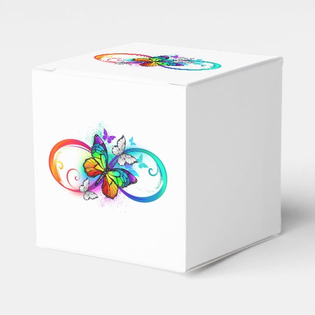 Bright infinity with rainbow butterfly favour box (Front Side)
