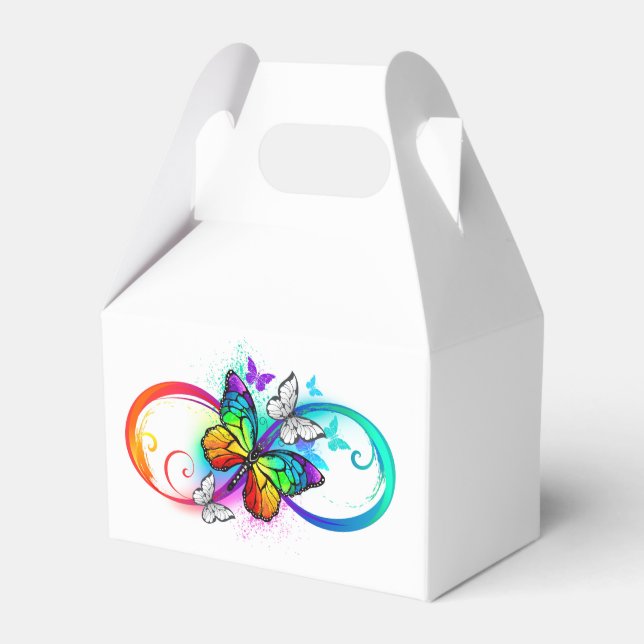 Bright infinity with rainbow butterfly favour box (Front Side)