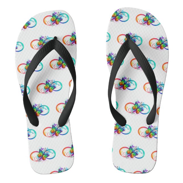 Bright infinity with rainbow butterfly flip flops (Footbed)